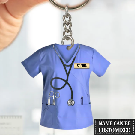 Personalisierte Krankenschwester Scrubs - Geschenk für Krankenschwester Schlüsselanhänger